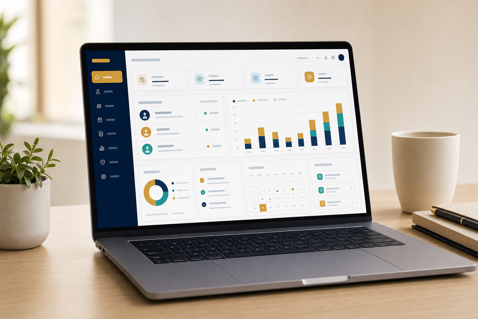 BexHR dashboard shown on a laptop in a modern workspace